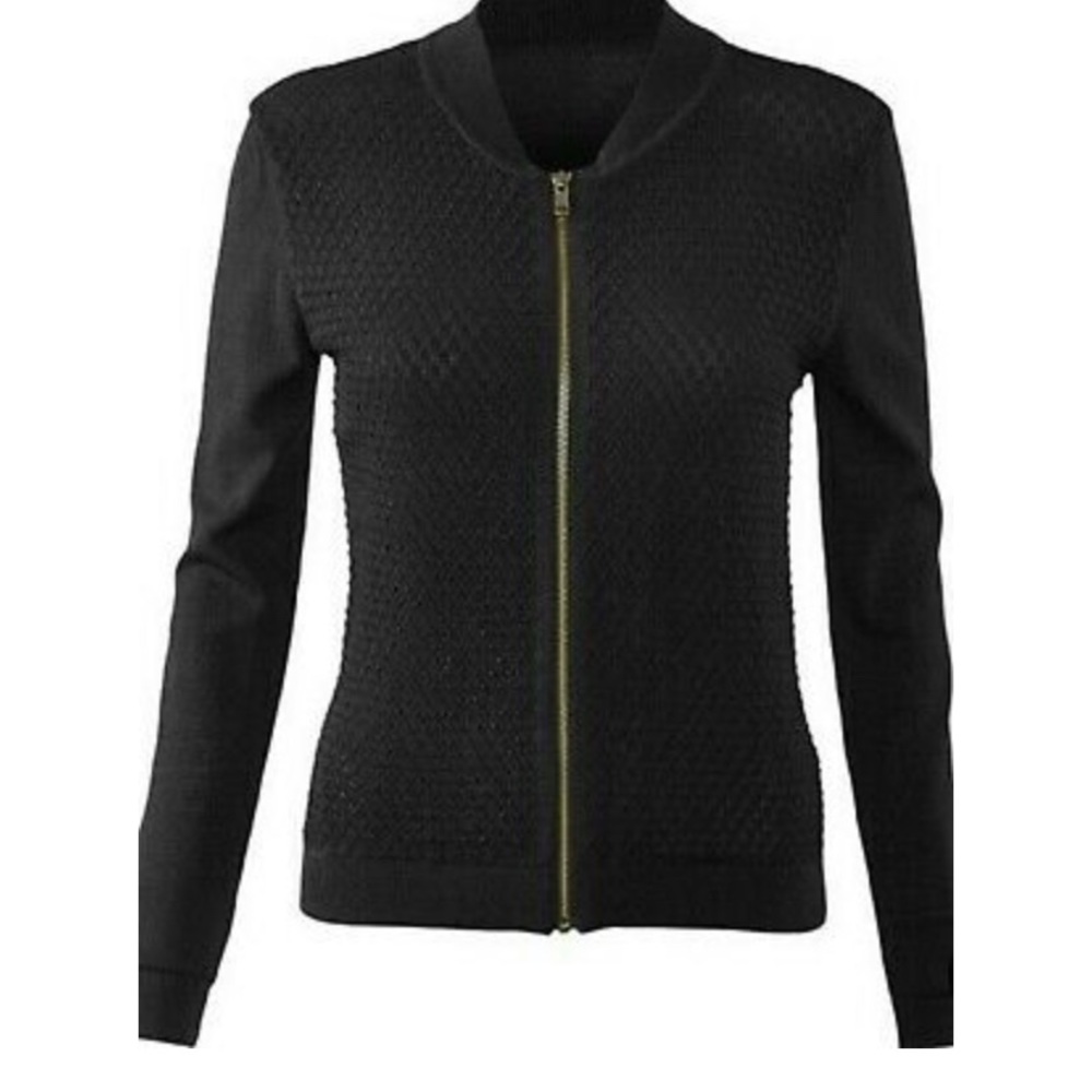 NWT Cabi women’s black Bomber Zip up sweater jacket- XS